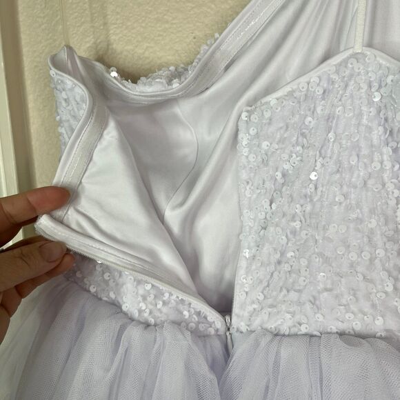 Women’s Elegant Sequins Ball Room Maxi Prom Party Mesh Dress White Size XS - Picture 10 of 17
